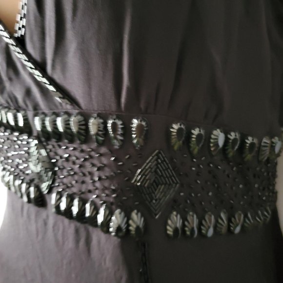 Bebe Women’s Sexy Black Beaded Mesh Surplice Cocktail Mini Dress Size Medium - Picture 10 of 16